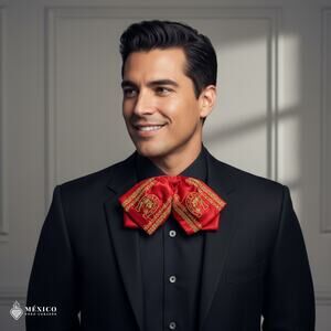 Mexican Embroidered Charro Moño – Traditional Satin Mariachi Bow Tie